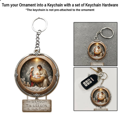 Christmas Nativity Holy Family Ornament - "Reason for the Season" Manger Scene Keepsake Gift for Christian Homes - Personalized Christian Ornament