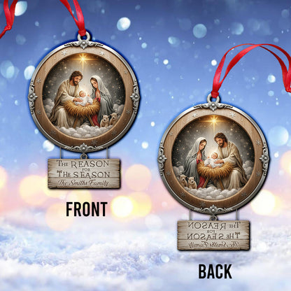 Christmas Nativity Holy Family Ornament - "Reason for the Season" Manger Scene Keepsake Gift for Christian Homes - Personalized Christian Ornament