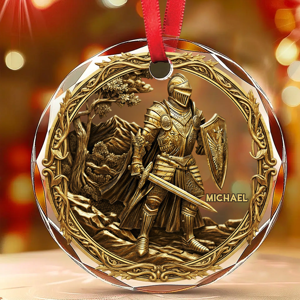 Knight - Personalized Christian Round Shaped Glass Ornament