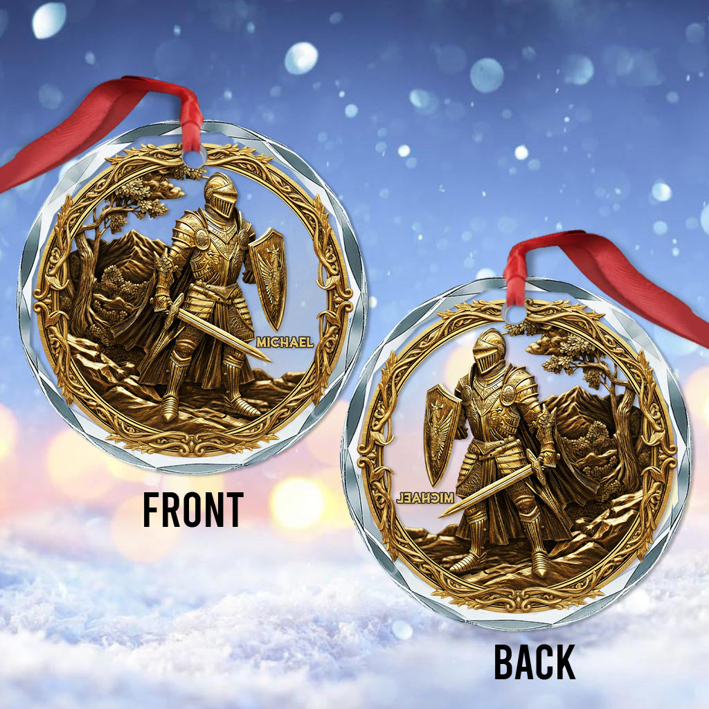 Knight - Personalized Christian Round Shaped Glass Ornament