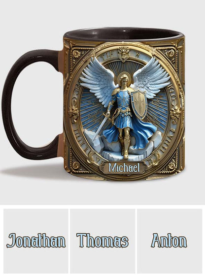 Golden Wings & Sword Archangel Michael - Personalized Christian Accent Mug