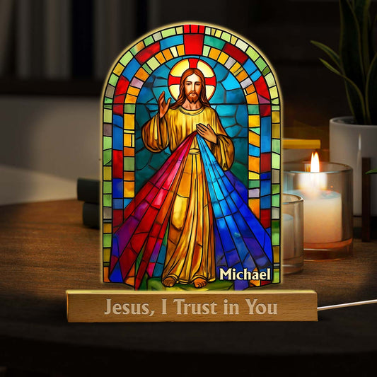 Jesus, I Trust in You - Personalized Christian Shaped Led Night Light