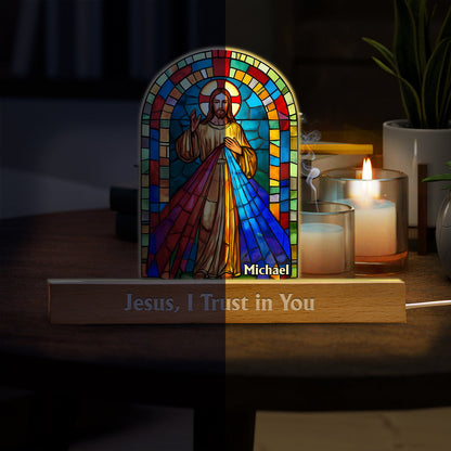 Jesus, I Trust in You - Personalized Christian Shaped Led Night Light