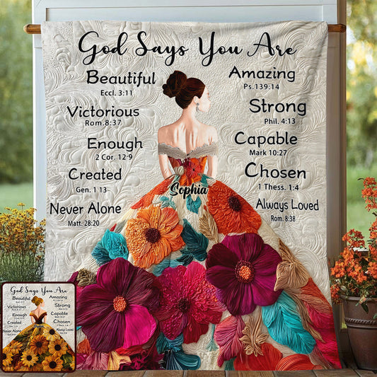 God Says You Are Enough - Personalized Christian Blanket
