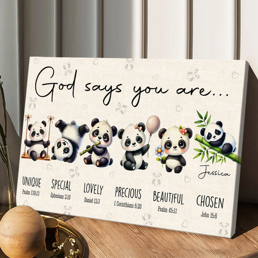 God Says You Are - Personalized Panda Lover Canvas And Poster