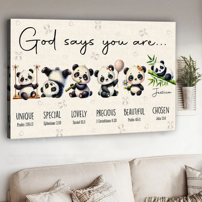 God Says You Are - Personalized Panda Lover Canvas And Poster