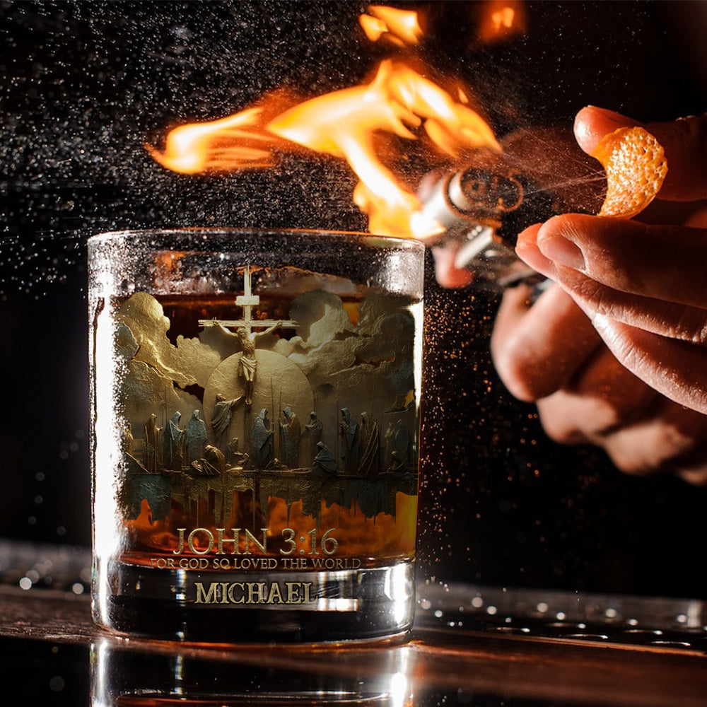 The Love That Saved the World - Personalized Christian Whiskey Glass