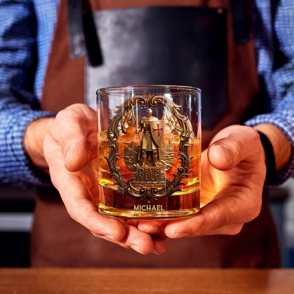 Deus vult - Personalized Christian Whiskey Glass