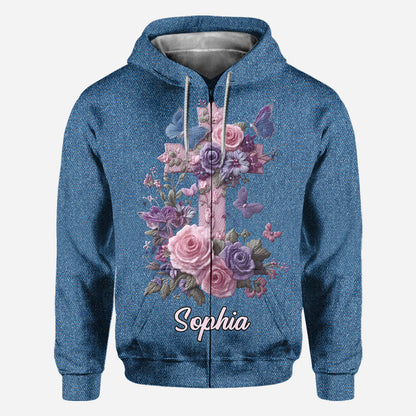 Cross & Floral - Graceful Style Honoring Faith - Personalized Christian All Over Shirt