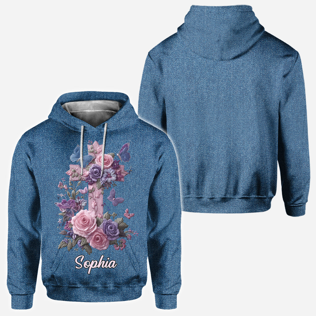 Cross & Floral - Graceful Style Honoring Faith - Personalized Christian All Over Shirt