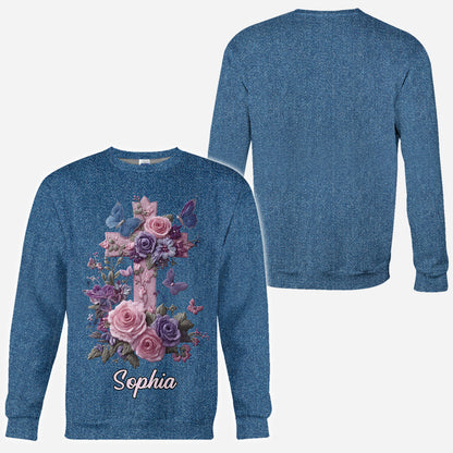Cross & Floral - Graceful Style Honoring Faith - Personalized Christian All Over Shirt