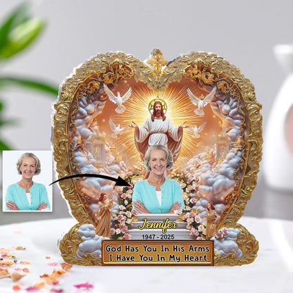God Has You In His Arm - Personalized Memorial Custom Shaped Acrylic Plaque