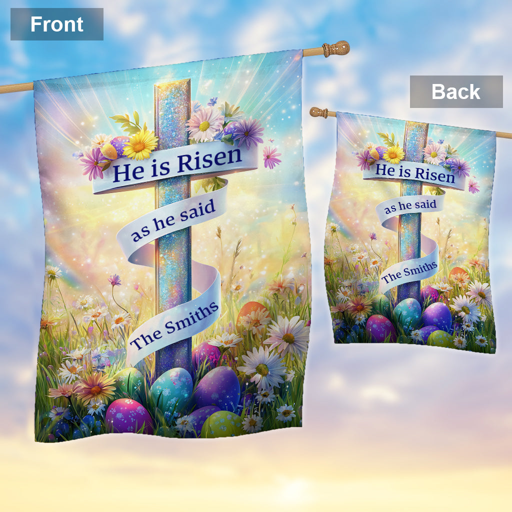 He Is Risen - Personalized Christian House Flag