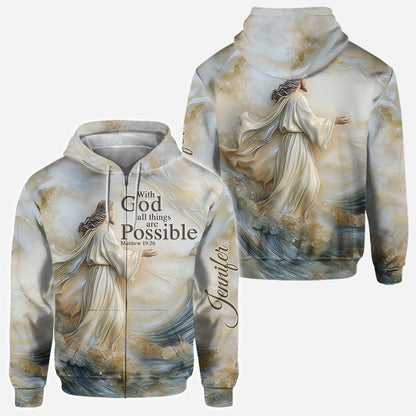 With God All Things Are Possible - Personalized Christian All Over Shirt