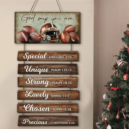 God Says You Are... - Personalized Football Pallet Wood Sign