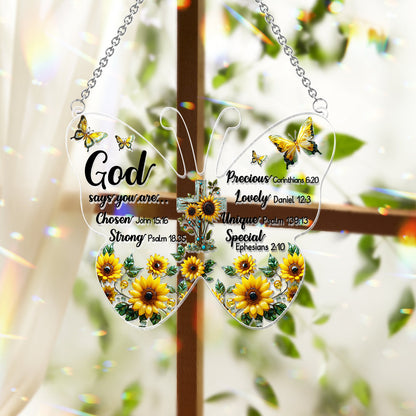 God Says You Are... - Christian Window Hanging Suncatcher Ornament