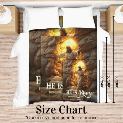 He Is Risen - Personalized Christian Blanket