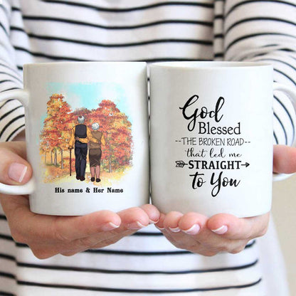 God Blessed The Broken Road - Personalized Couple Mug