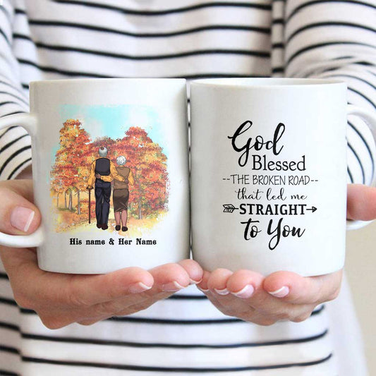 God Blessed The Broken Road - Personalized Couple Mug