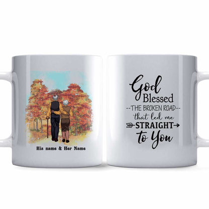 God Blessed The Broken Road - Personalized Couple Mug