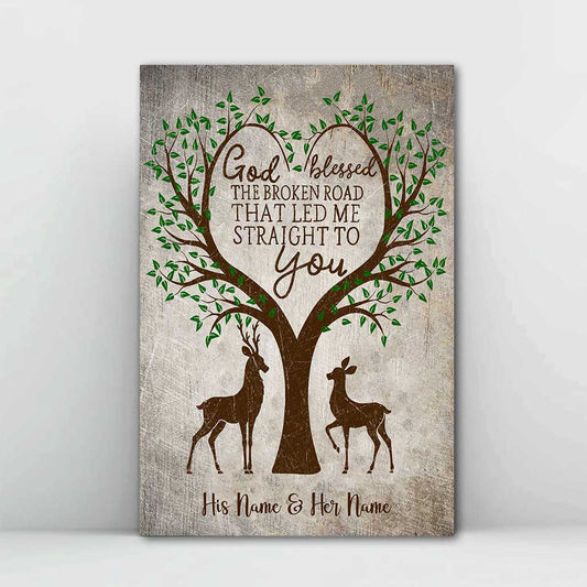 God Blessed The Broken Road - Personalized Couple Hunting Poster