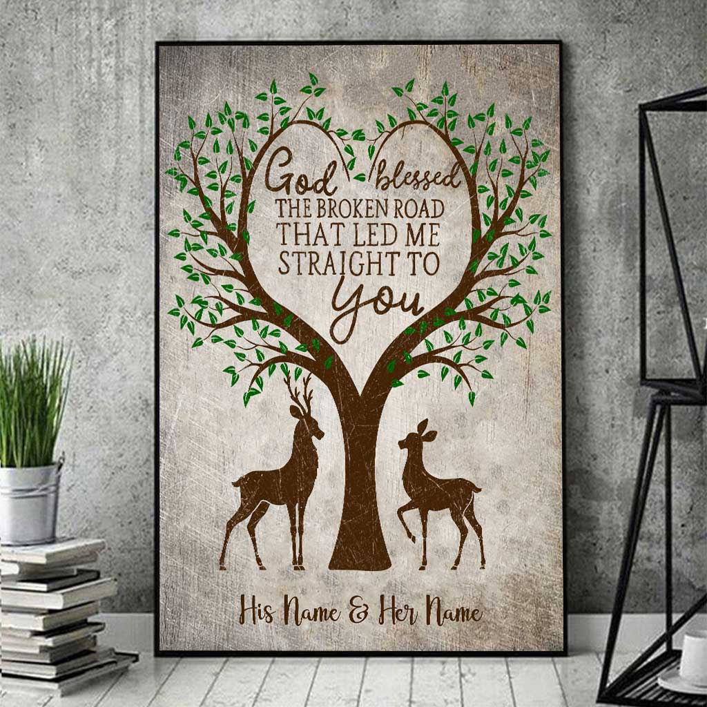 God Blessed The Broken Road - Personalized Couple Hunting Poster