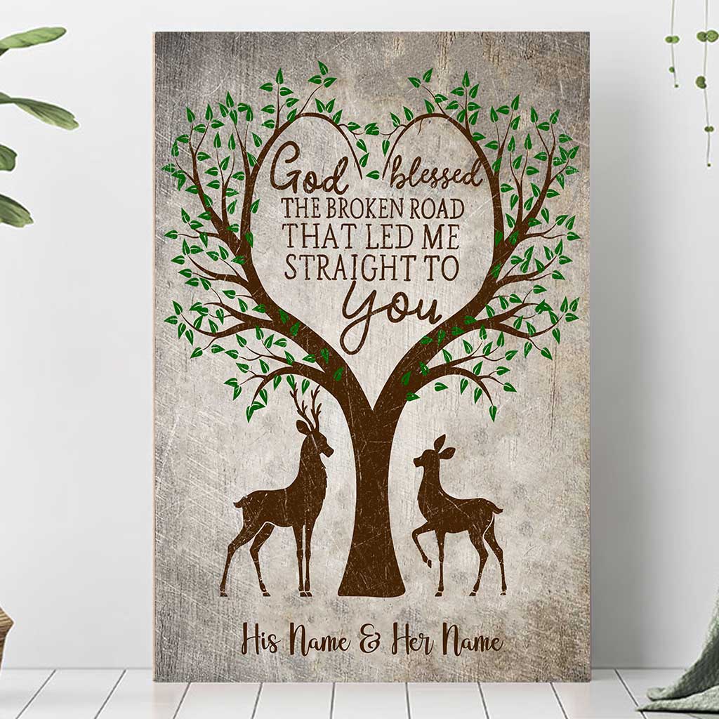God Blessed The Broken Road - Personalized Couple Hunting Poster