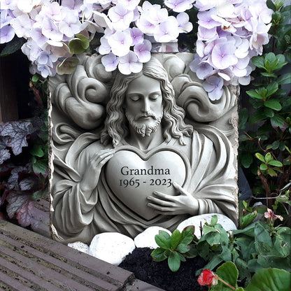 God Is With You - Personalized Memorial Square Shaped Stone