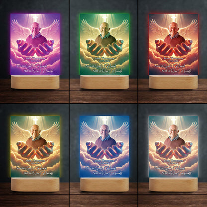 Now in God's hands Still in our hearts - Personalized Memorial Shaped Plaque Light Base