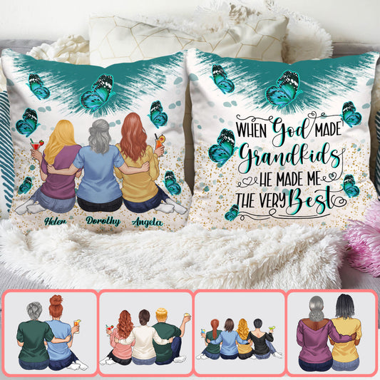 When God Made Grandkids He Gave Me The Best - Personalized Grandma Throw Pillow