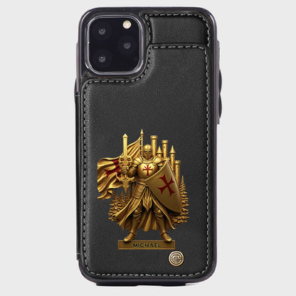 Christmas Gift Golden Templar Knight - Personalized Christian Wallet Phone Case