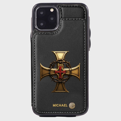 Christmas Golden Cross Crown of Thorns - Personalized Christian Wallet Phone Case