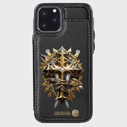 Festive Intricate Patriotic Christian Emblem - Personalized Christian Wallet Phone Case