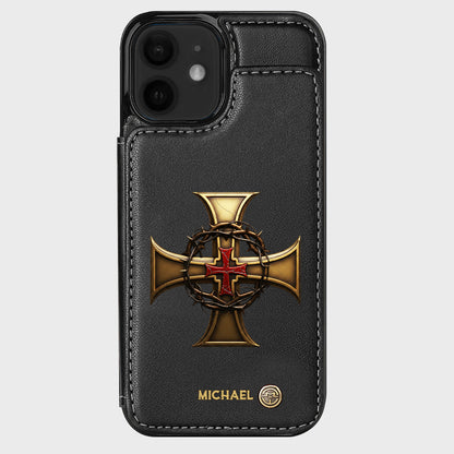 Christmas Golden Cross Crown of Thorns - Personalized Christian Wallet Phone Case