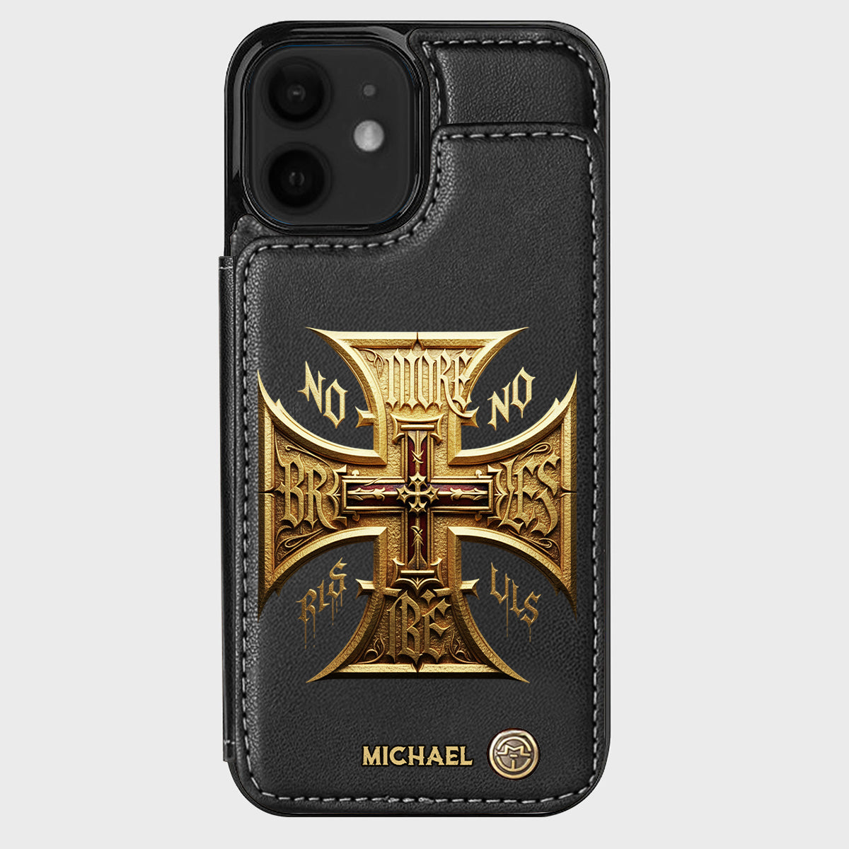 Medieval Cross Detailed Gothic Style - Personalized Christian Wallet Phone Case