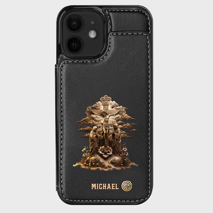 Christmas Sacred Crucifixion Sculpture - Personalized Christian Wallet Phone Case
