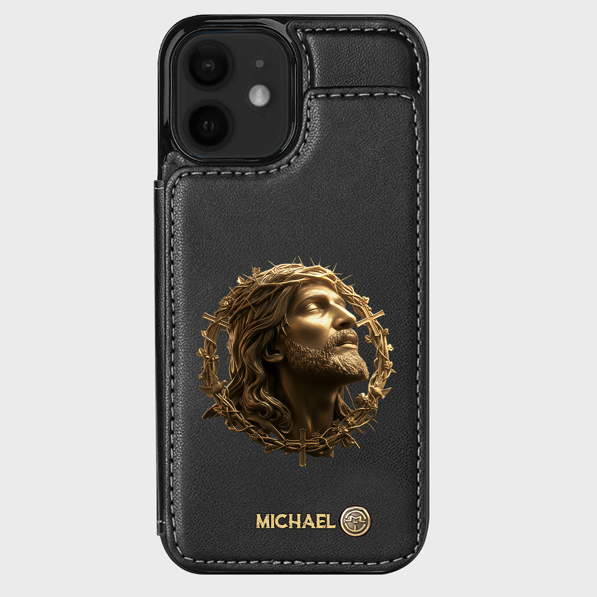 Christmas Jesus Christ Face with Crown of Thorns - Personalized Christian Wallet Phone Case