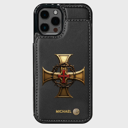 Christmas Golden Cross Crown of Thorns - Personalized Christian Wallet Phone Case