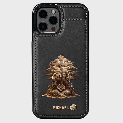 Christmas Sacred Crucifixion Sculpture - Personalized Christian Wallet Phone Case