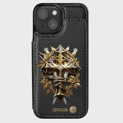 Festive Intricate Patriotic Christian Emblem - Personalized Christian Wallet Phone Case