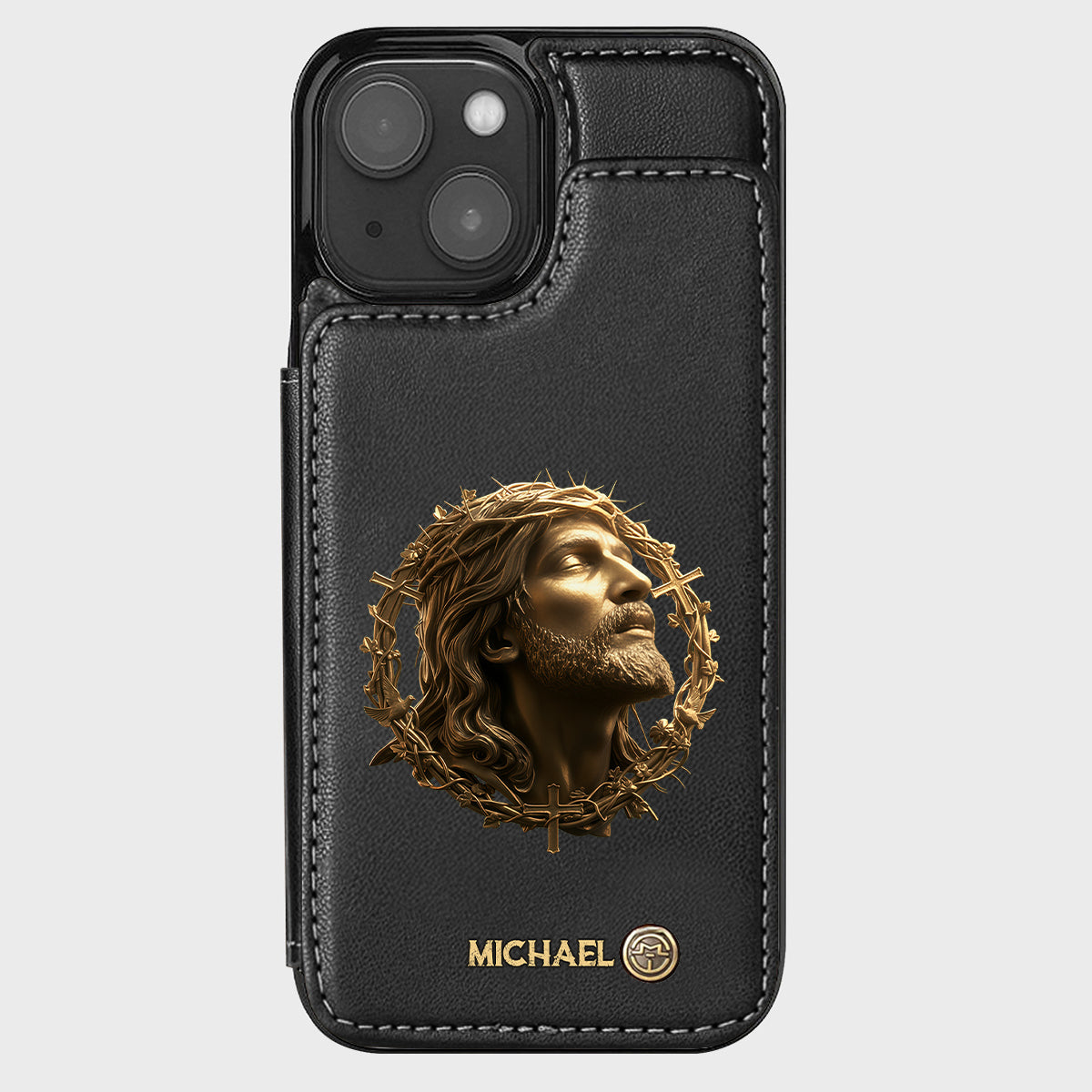 Christmas Jesus Christ Face with Crown of Thorns - Personalized Christian Wallet Phone Case