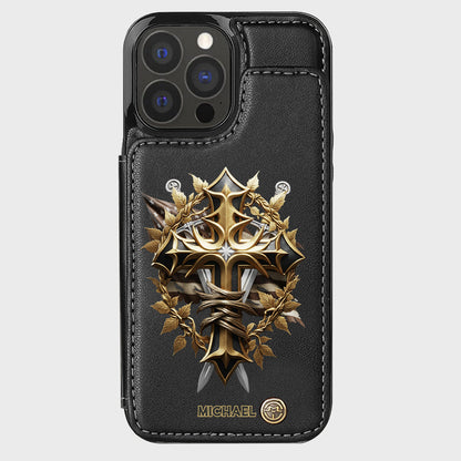 Festive Intricate Patriotic Christian Emblem - Personalized Christian Wallet Phone Case