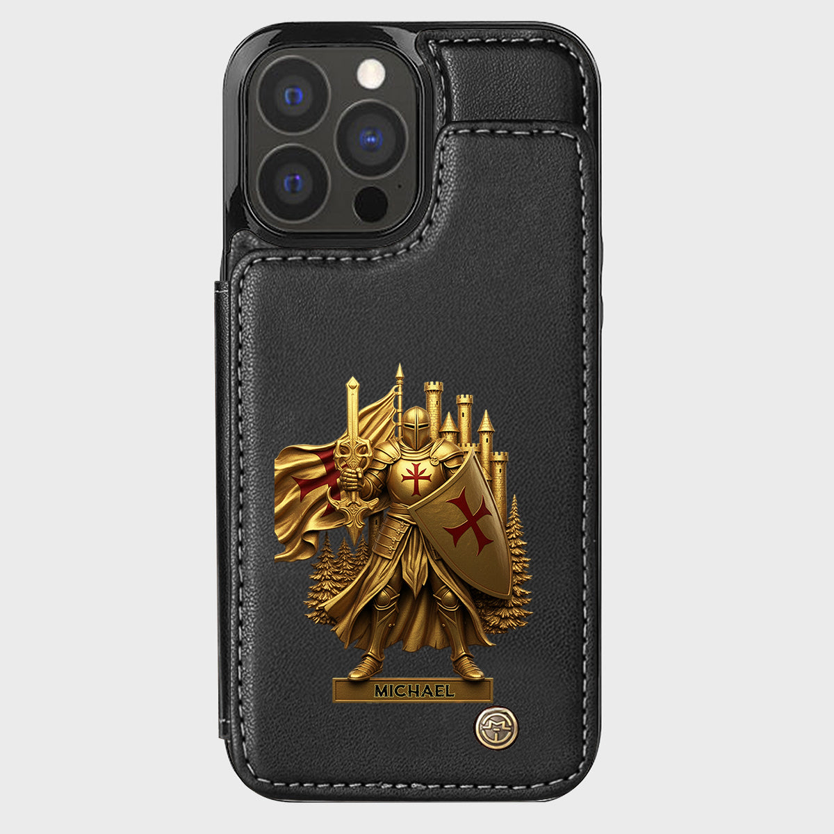 Christmas Gift Golden Templar Knight - Personalized Christian Wallet Phone Case