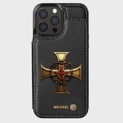 Christmas Golden Cross Crown of Thorns - Personalized Christian Wallet Phone Case