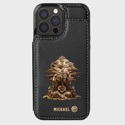 Christmas Sacred Crucifixion Sculpture - Personalized Christian Wallet Phone Case