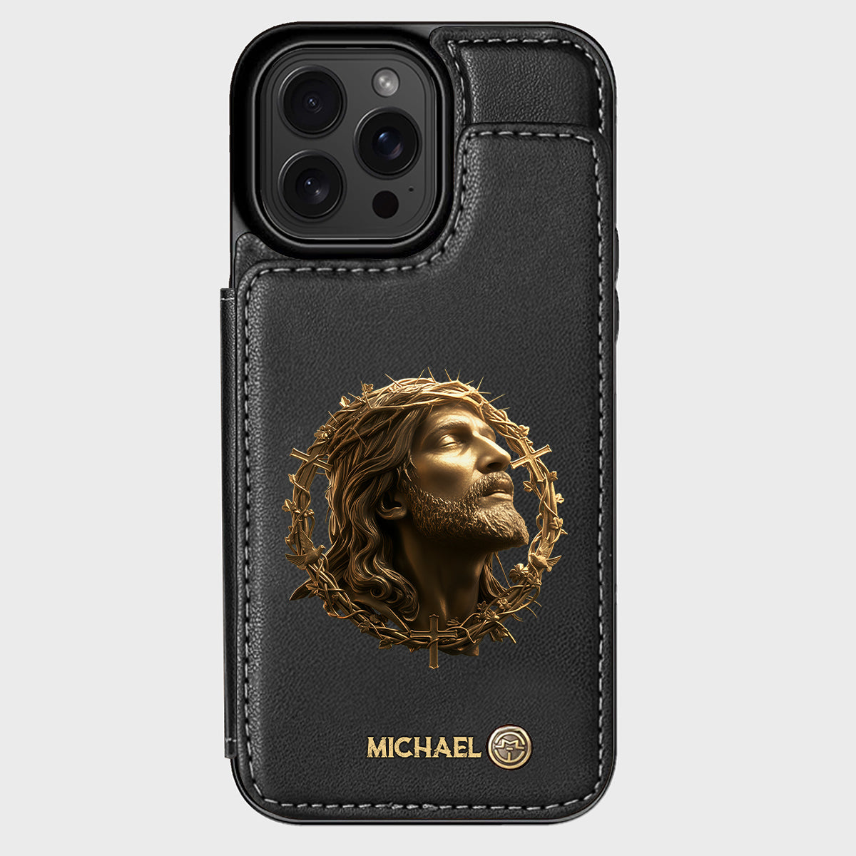 Christmas Jesus Christ Face with Crown of Thorns - Personalized Christian Wallet Phone Case