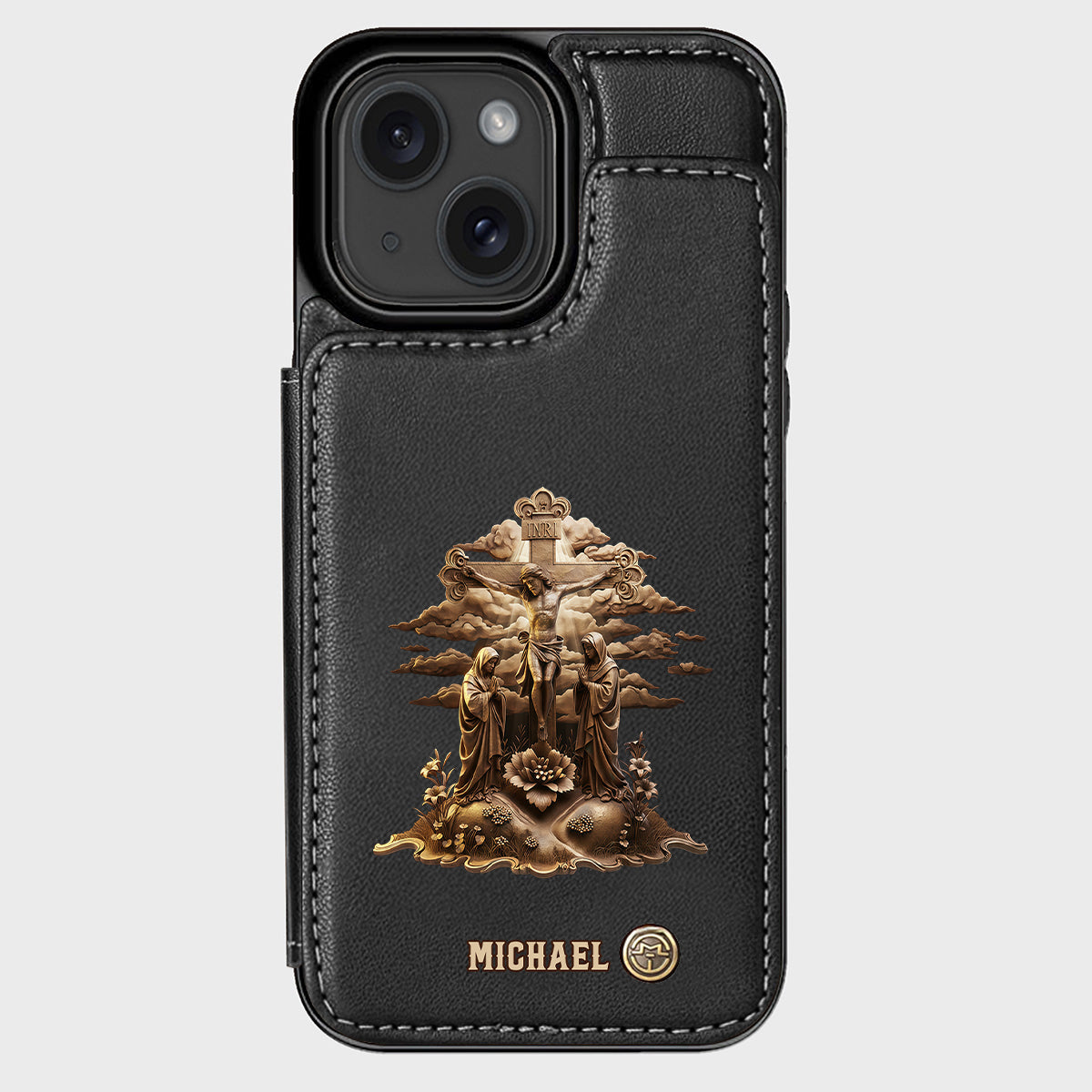 Christmas Sacred Crucifixion Sculpture - Personalized Christian Wallet Phone Case