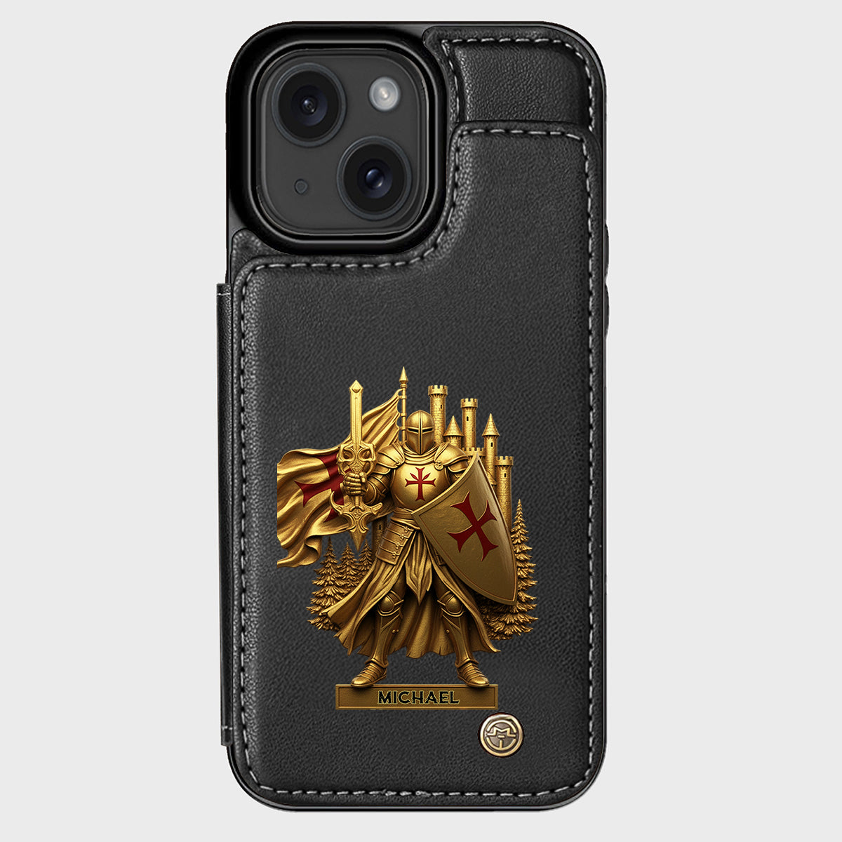 Christmas Gift Golden Templar Knight - Personalized Christian Wallet Phone Case