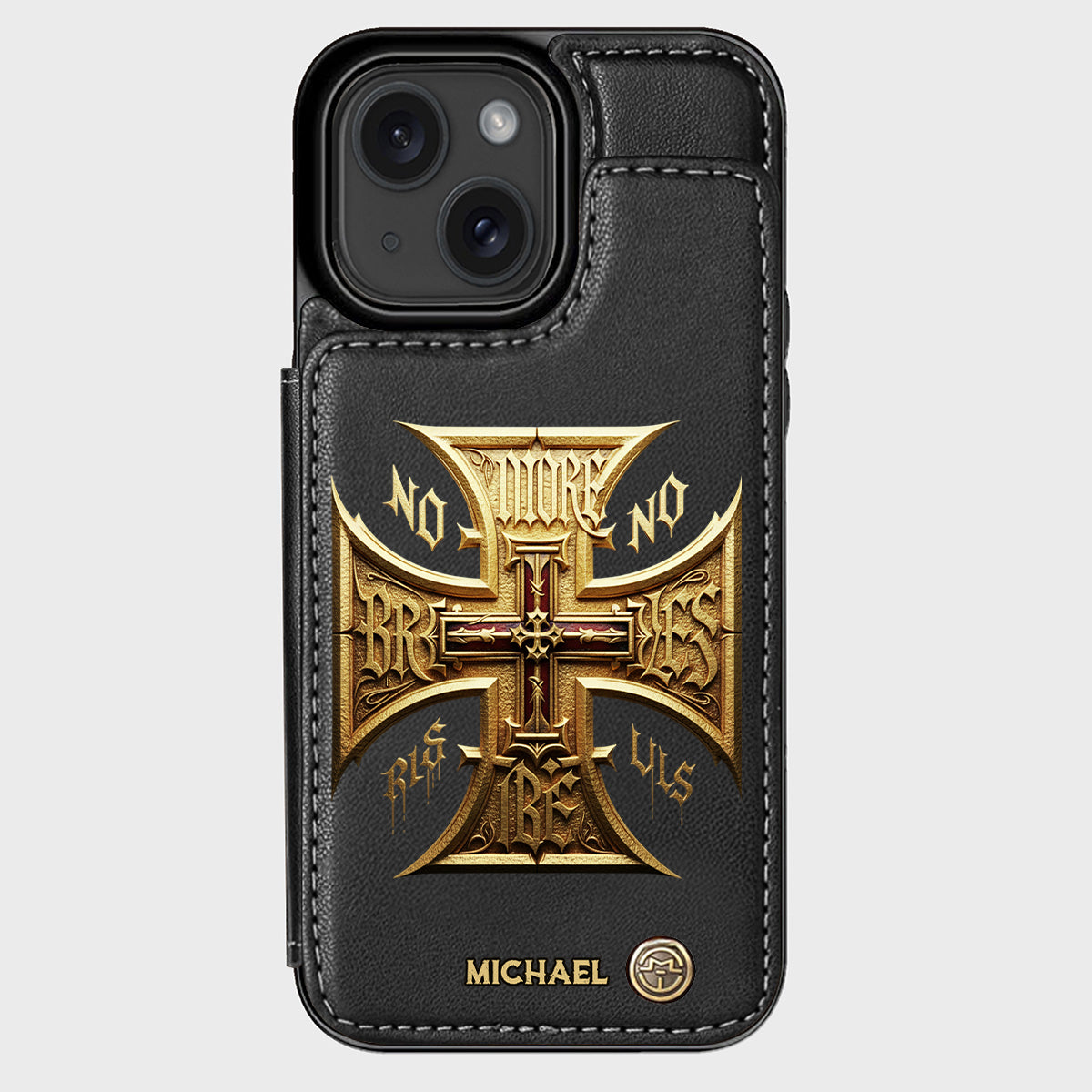 Medieval Cross Detailed Gothic Style - Personalized Christian Wallet Phone Case