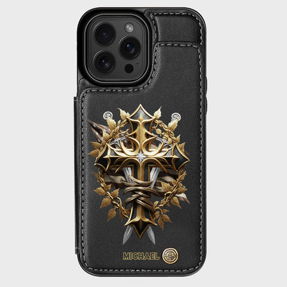 Festive Intricate Patriotic Christian Emblem - Personalized Christian Wallet Phone Case